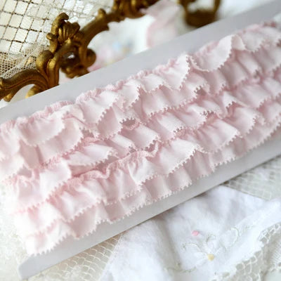 1 Meter 1.8cm wide White pink Cotton Embroidered Ruffled Lace Trim Children's Clothes Cloth Art Skirt Decoration Materials
