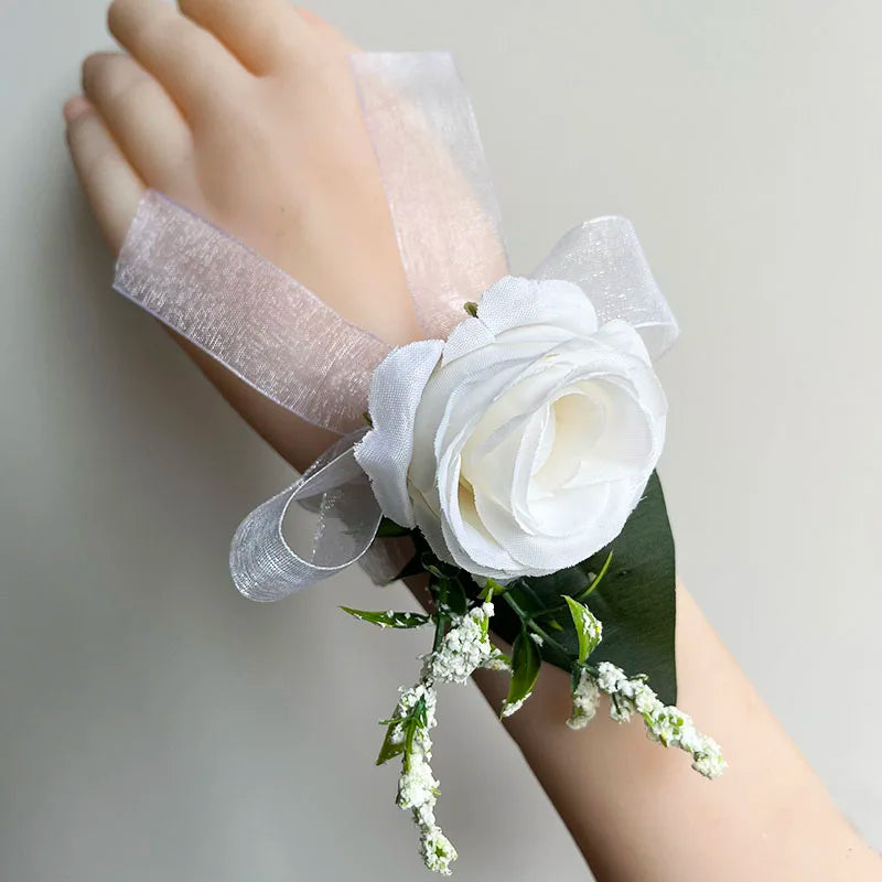 Bride Bouquet Wedding Accessories Silk Roses Artificial Flowers Bridesmaid Bouquet Groom Boutonniere Corsage Wedding Party Decor