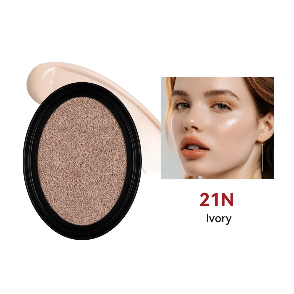 Cushion Foundation Refill Waterproof Semi-Matte Red Finish 72-Hour Wear Long-Lasting Buildable Coverage Sun Protection Makeup