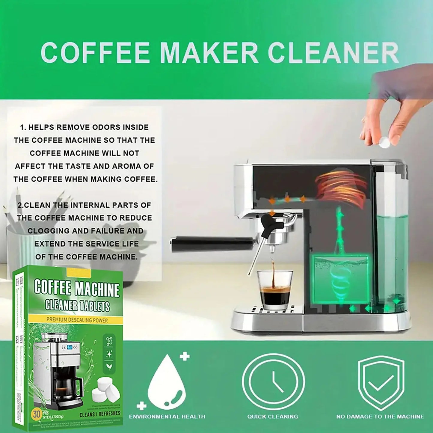 Coffee Machine Cleaning Tablets With 30 Pieces Of Coffee Machine Descaling Agent For Deep Cleaning Of Coffee Stains-4