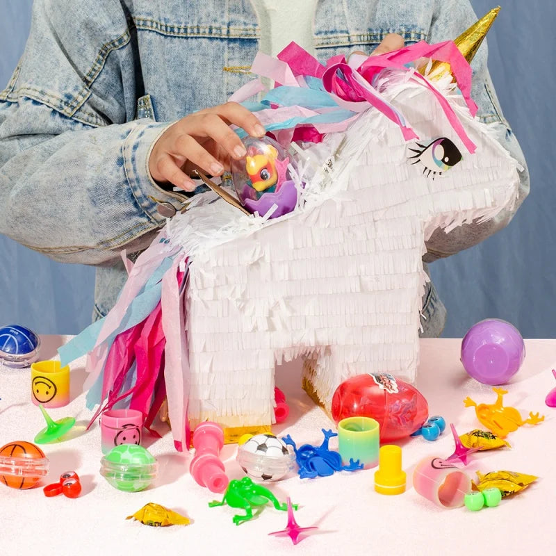 1SET/Box Unicorn Pinata with a Blindfold and Stick Birthday Party Decoration Bundle Handmade Piñatas Candy Gift Unicorn Pinatas