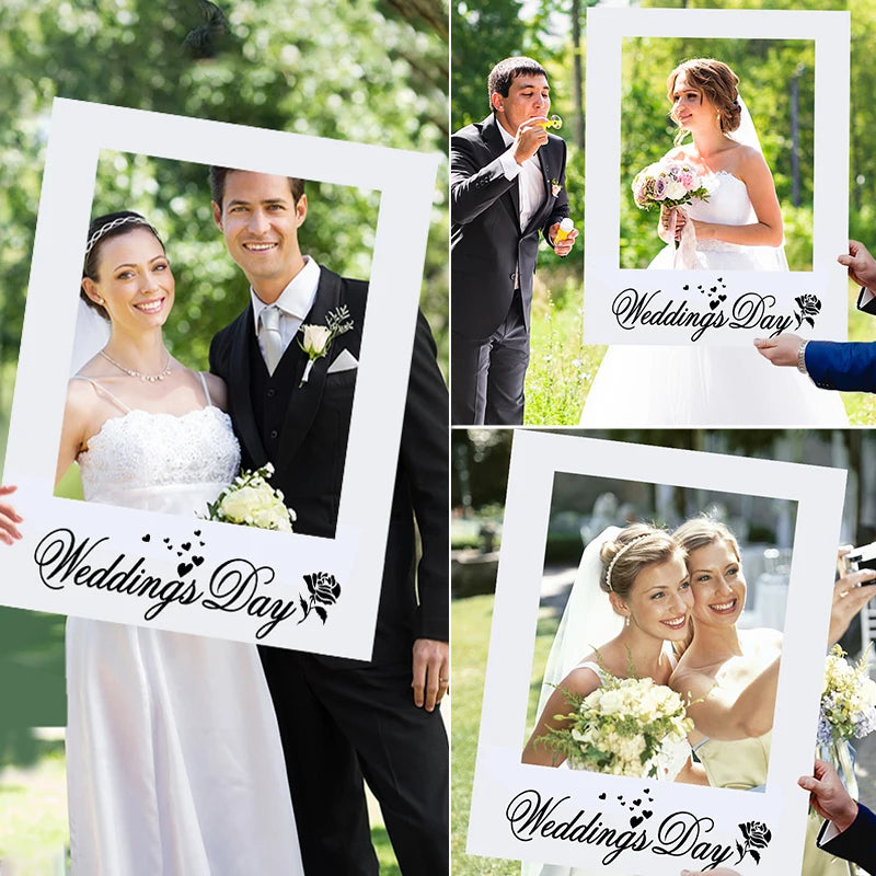Wedding Just Married Photo Booth Frame Props Wedding Decoration Bridal Bachelorette Party Favors DIY Backdrop Photobooth Props