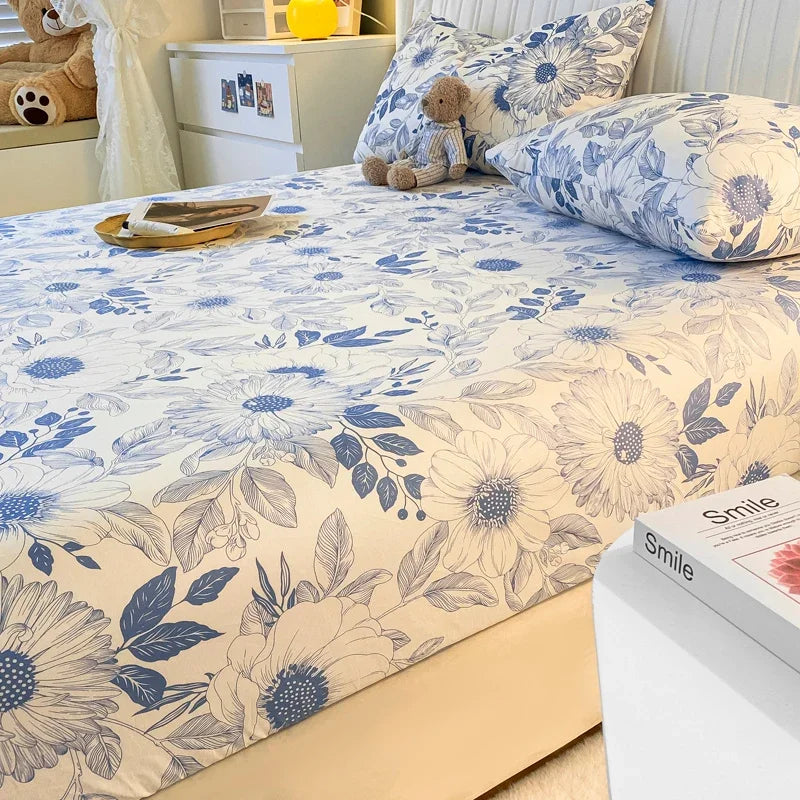 Fitted Sheet 100% cotton for single/couple bed, breathable and soft non-slip, customizable, 1 part, 16 sizes