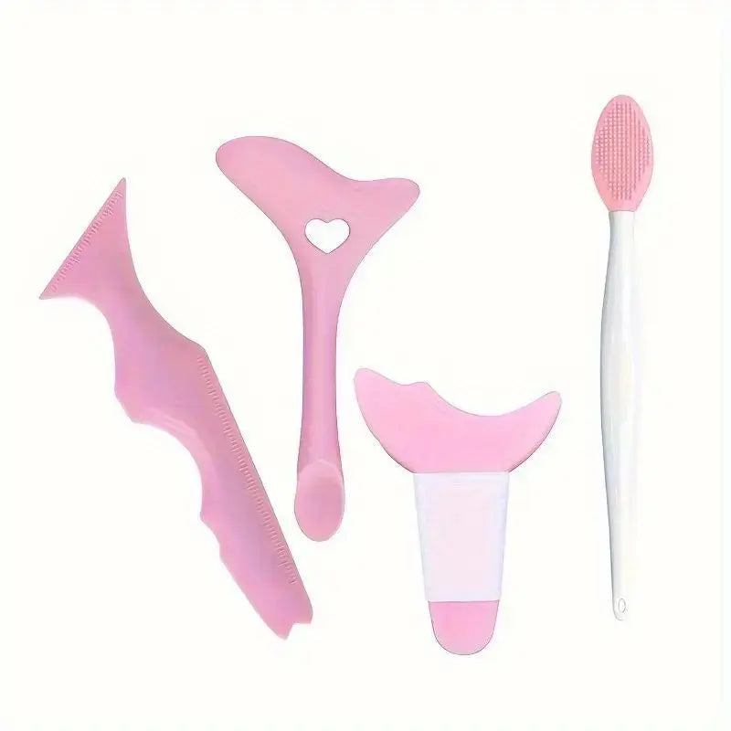 4pcs Multifunctional Silicone Eye Makeup Tools Set,Easy to Clean,Reusable for Perfect Eye Lines for Beginners