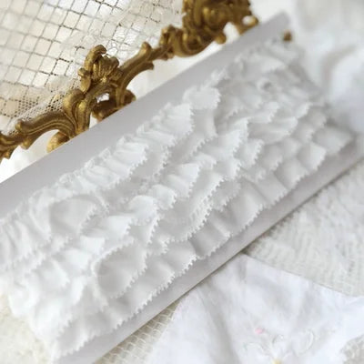 1 Meter 1.8cm wide White pink Cotton Embroidered Ruffled Lace Trim Children's Clothes Cloth Art Skirt Decoration Materials