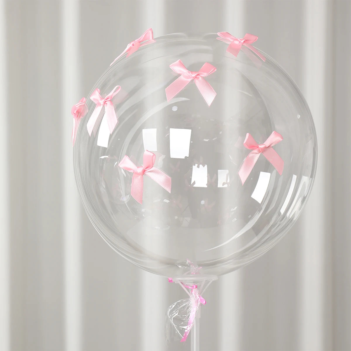 47pcs Transparent Bobball Pink Bow Ribbon Latex Balloon Set Bridal Wedding Decor Girl Birthday Baby Shower Party Supplies Ballon
