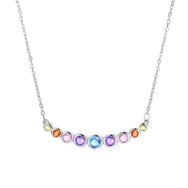 Rainbow Sparkle Sterling Silver Pendant Necklace