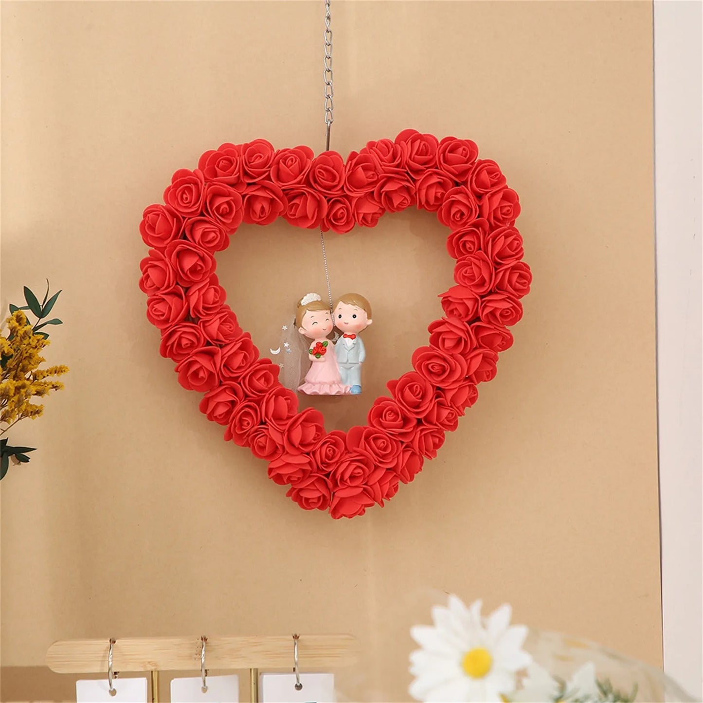 Wedding Decoration 2025 Love Wreath Decoration Wedding Proposal Party Simulation Rose Embroidered Ball Wreath Scene Decoration