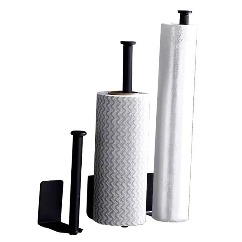 Stainless Steel Paper Towel Holder Self Adhesive Kitchen Roll Paper Holder No Punching Kitchen Bathroom Lengthen Storage Rack