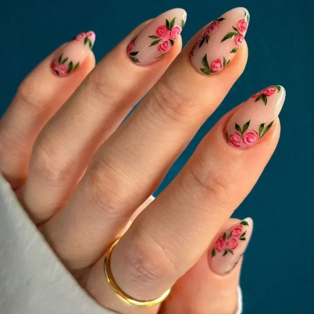 24 Pcs Matte Almond False Nails Set-12