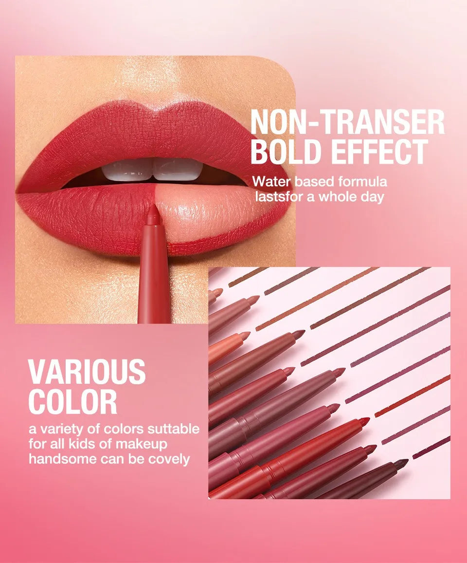 12-color Matte Lip Liner Waterproof Plumping Stain Lipstick Natural Nude Pink Lip Liner Professional Outline Lips Contour Makeup