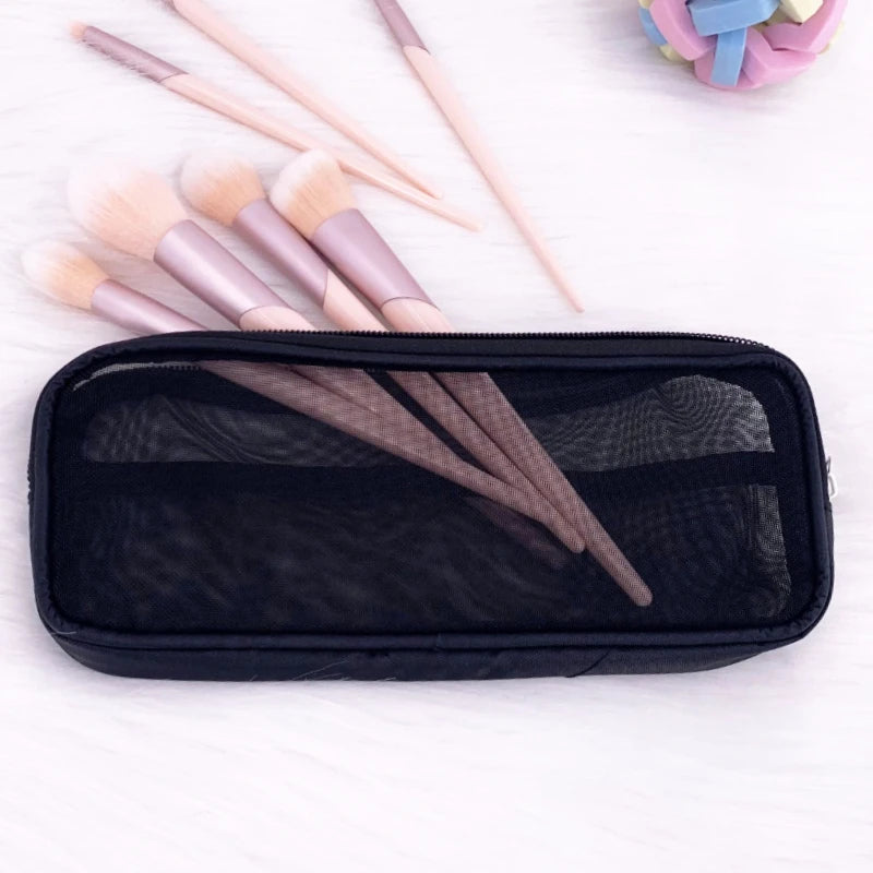 Makeup Brush Travel Bag Portable and Simple Makeup Storage Bag Mesh Design Large Capacity Storage Pen Bag