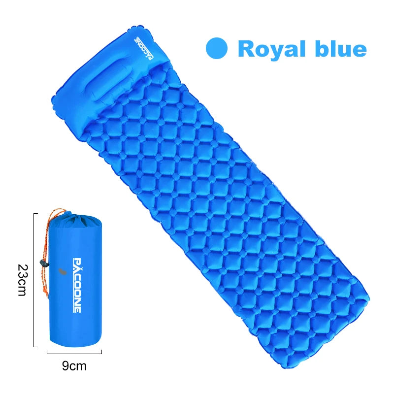 PACOONE Outdoor Camping Sleeping Pad Folding Sleep Mat Beach Inflat Mattress with Pillows Ultralight Air Mat Travel Hiking New
