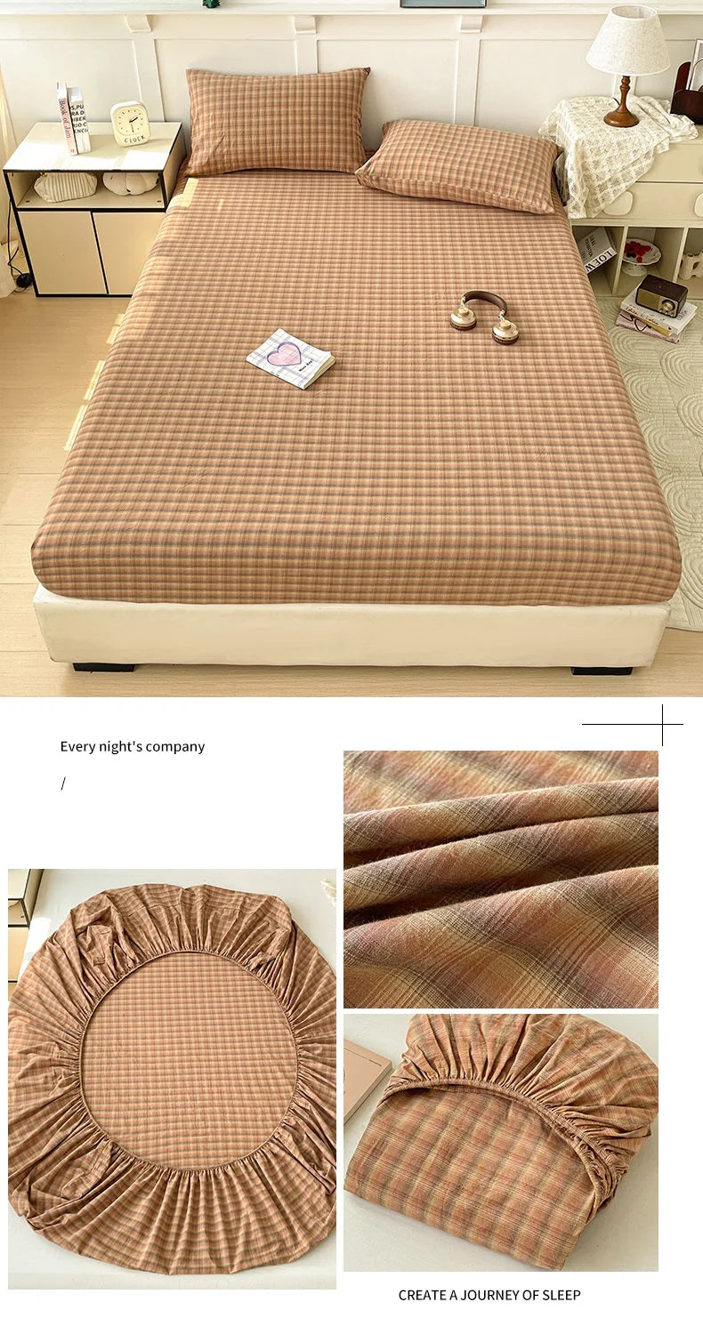 Pure Cotton Fitted Sheet Adults Kids Room Bedsheets Single/Twin/Queen/King Size Bed Cover простынь Soft Mattress Protector