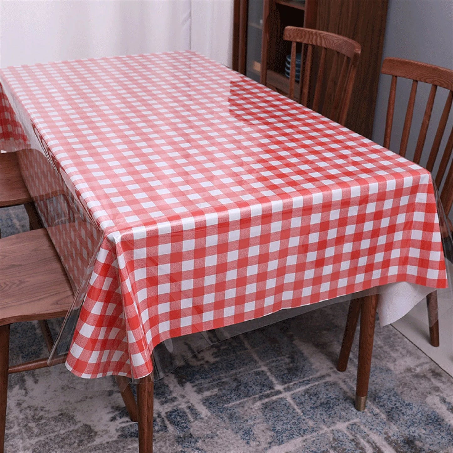 Table Mat Rectangular Pvc Tablecloth Rug Waterproof Scratch-resistant Transparent Table Cover For Home Kitchen Dining Room