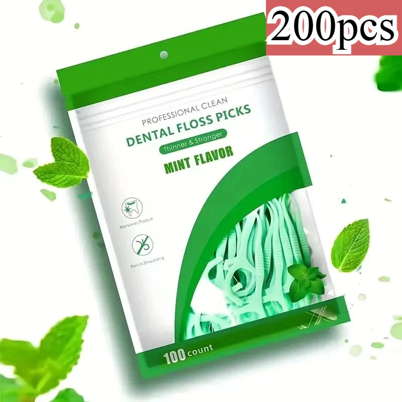 100/200/300/500pcs New Professional Clean Flossepick ultra-fine mint flavored toothpicks, safe high-end toothpick sticks