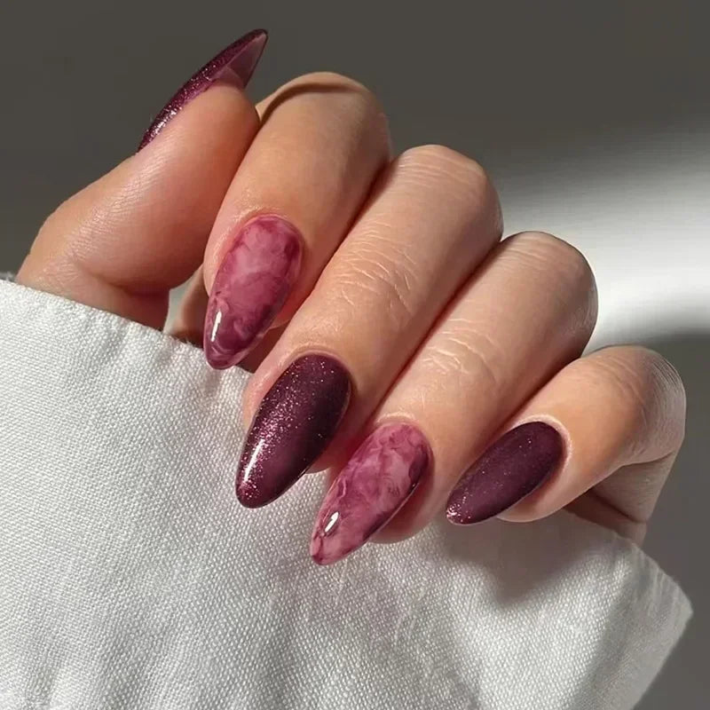 24 Pcs Matte Almond False Nails Set-33