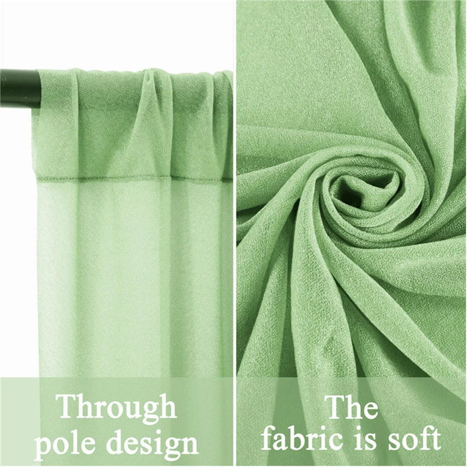 White Chiffon Backdrop Curtain for Wedding Party Sheer Drapes Curtains for Parties Baptism Birthday Baby Shower Photoshoot