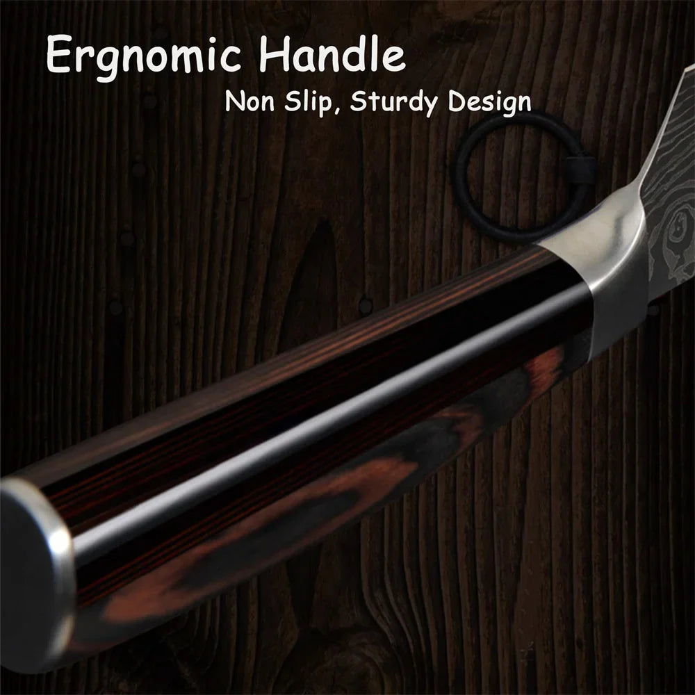 3.5 Inch Kitchen Chef Knife Fruit Knife Stainless Steel Laser Damascus Pattern Colored Wooden Handle Kitchen Knife Kitchen Tools