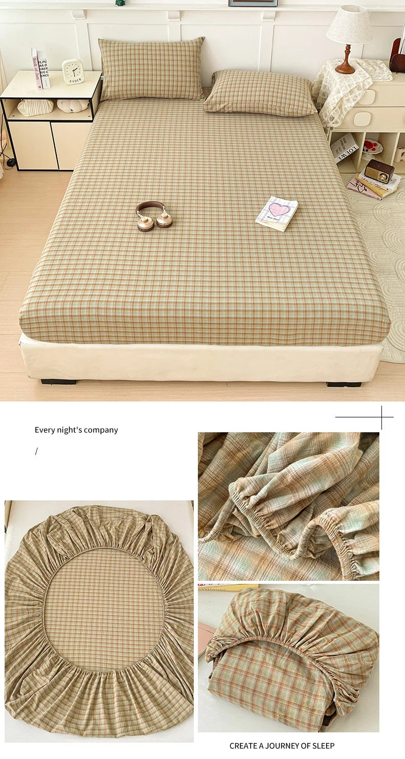 Pure Cotton Fitted Sheet Adults Kids Room Bedsheets Single/Twin/Queen/King Size Bed Cover простынь Soft Mattress Protector