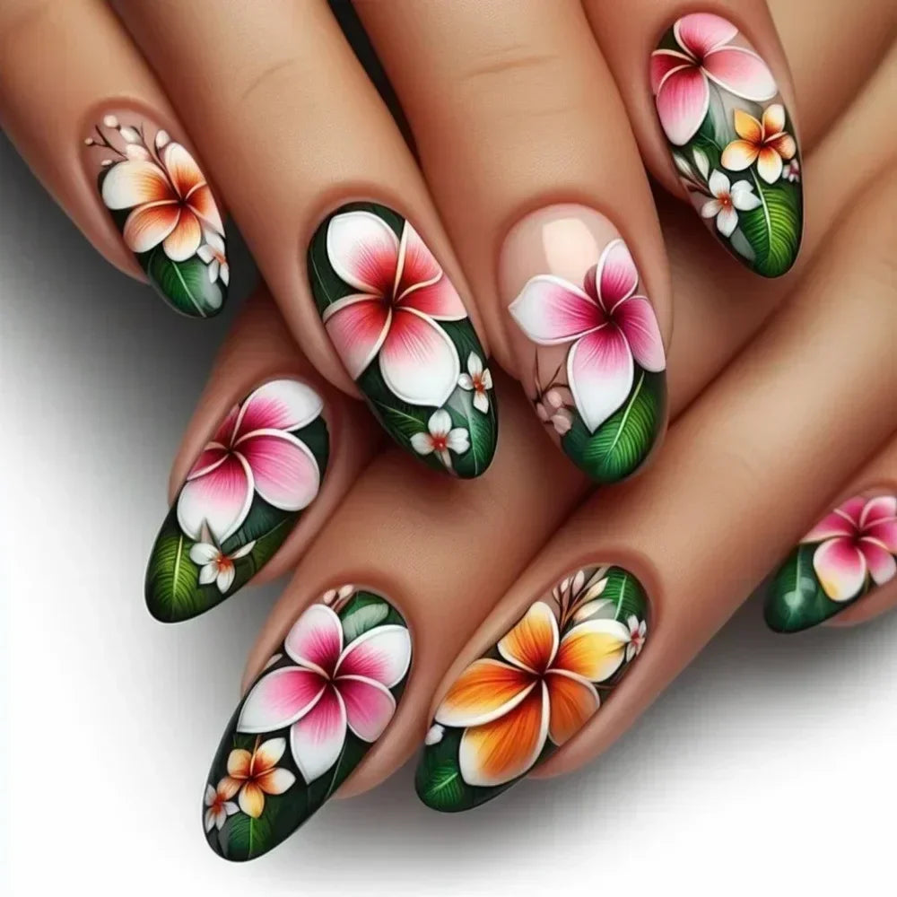 24 Pcs Matte Almond False Nails Set-11