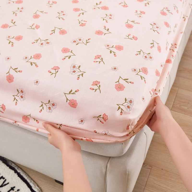 Cartoon Style Fitted Sheet Pure Cotton Bed Sheets Adults Kids Room Mattress Cover Printed Bed Linen 매트리스커버 (No Pillowcase)