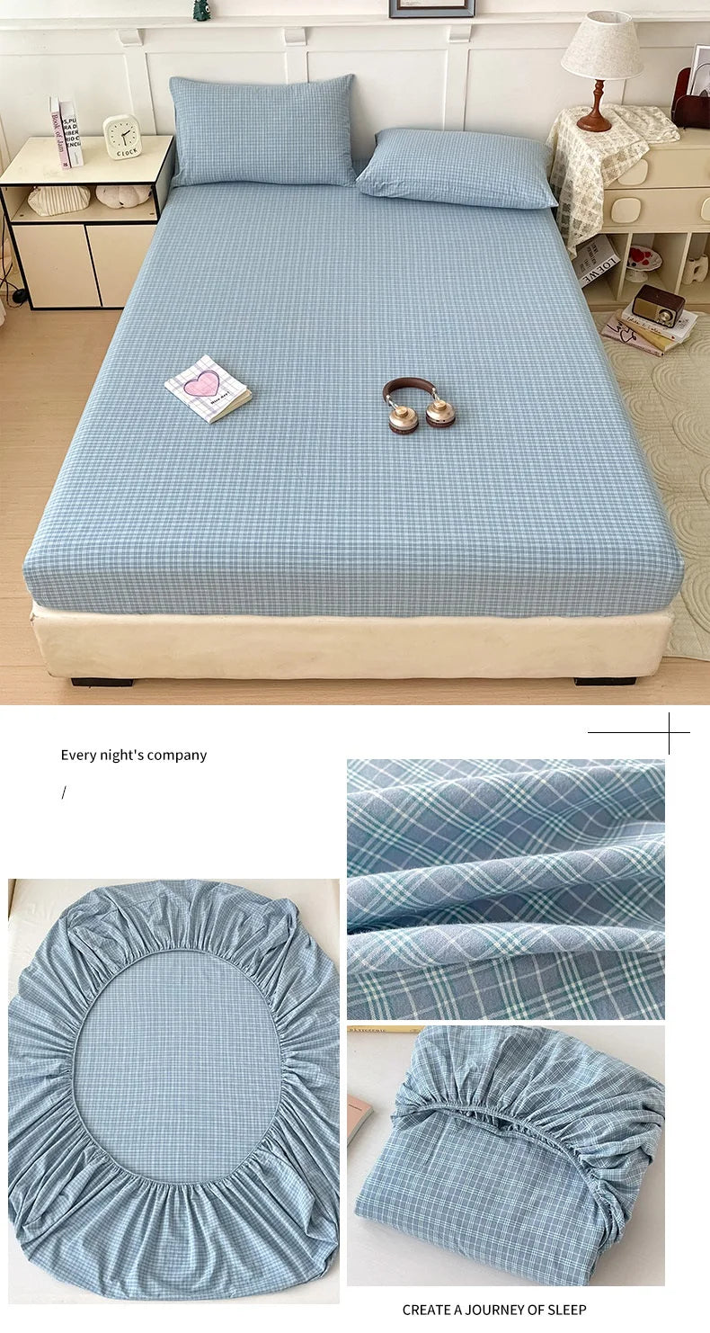 Pure Cotton Fitted Sheet Adults Kids Room Bedsheets Single/Twin/Queen/King Size Bed Cover простынь Soft Mattress Protector