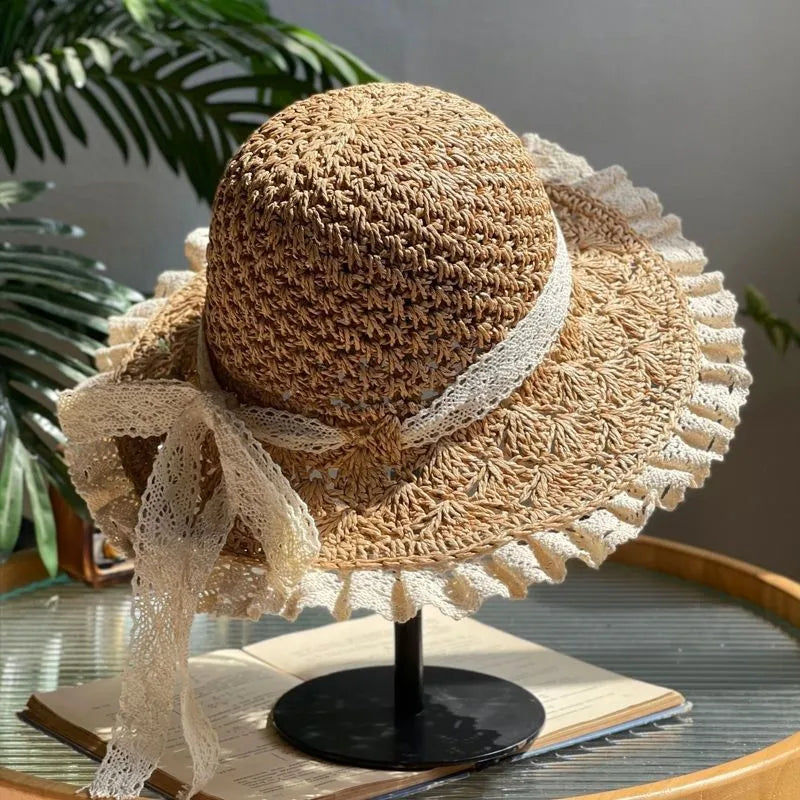 Korean Handmade Straw Hat For Women, Japanese Small fresh Sunshade Hat For Spring And Summer Outings, Sunscreen Hat