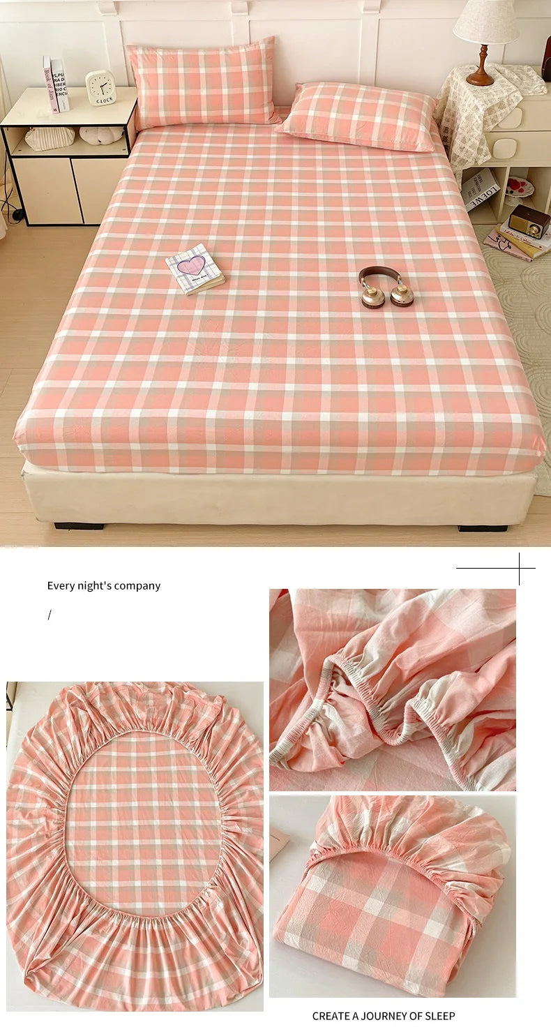 Pure Cotton Fitted Sheet Adults Kids Room Bedsheets Single/Twin/Queen/King Size Bed Cover простынь Soft Mattress Protector