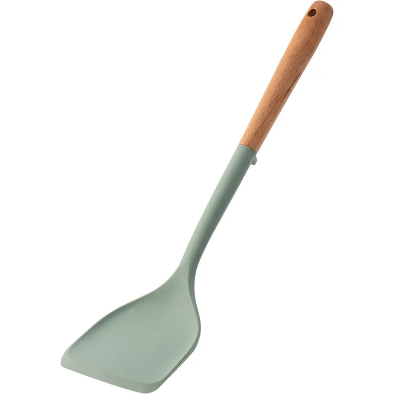 NEW Silicone Spatula Non Stick Pan Wooden Handle Silicone Vegetable Heat-resistant Silicone Cooking Spatula Spoon Kitchen tool