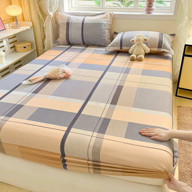Cartoon Style Fitted Sheet Pure Cotton Bed Sheets Adults Kids Room Mattress Cover Printed Bed Linen 매트리스커버 (No Pillowcase)