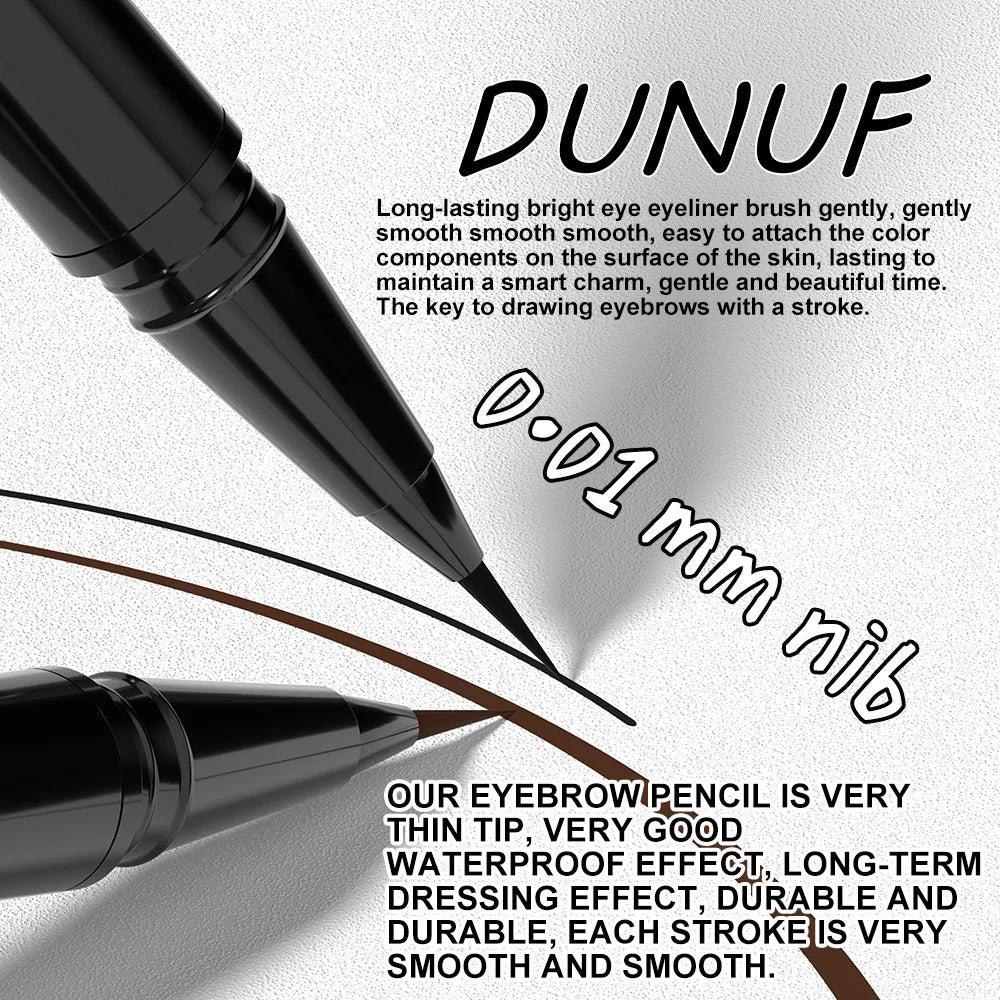 2 Colors Lasting Liquid Eyebrow Pencil Ultra-fine Waterproof Sweatproof Fast Drying Liquid Eyebrow Eyeliner Pen Makeup Cosmetics