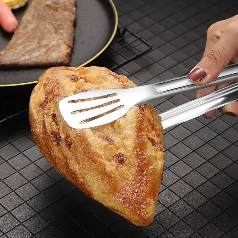 2-Size Stainless Steel Heat Resistant Food Tongs Non-stick