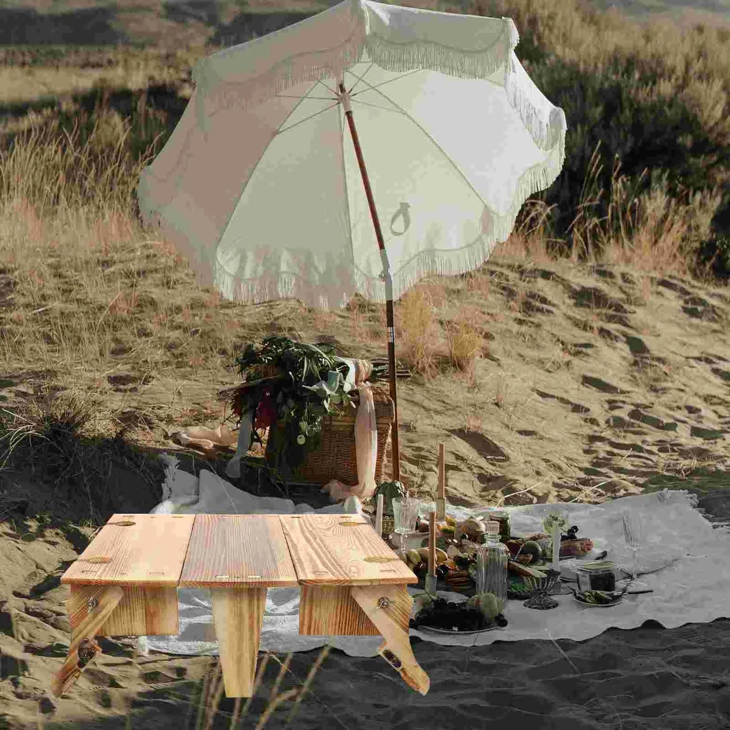 Folding Table Basket Wooden-3