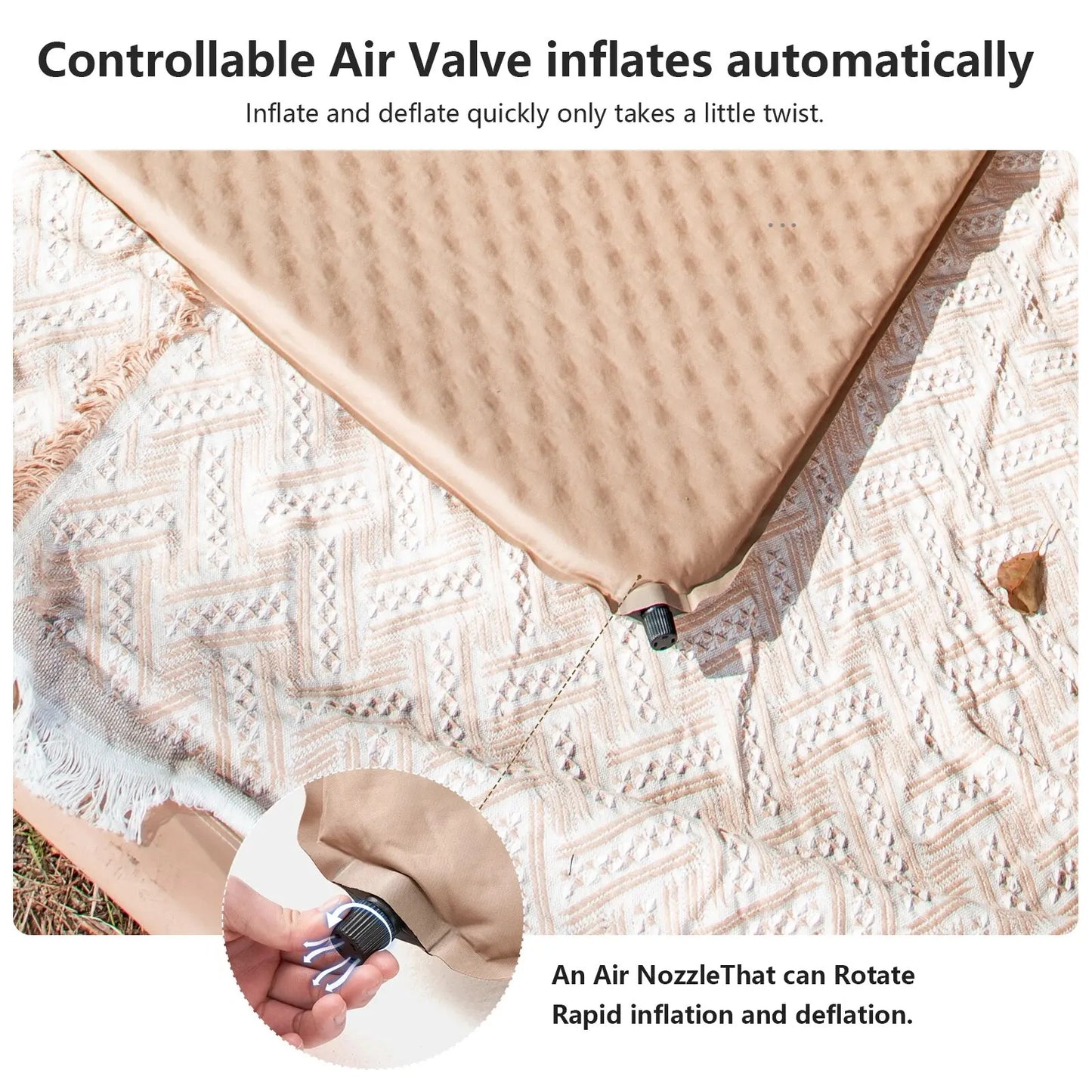 Self-Inflating Camping Air Mattress Thickened Folding Tent Mat Brown-2