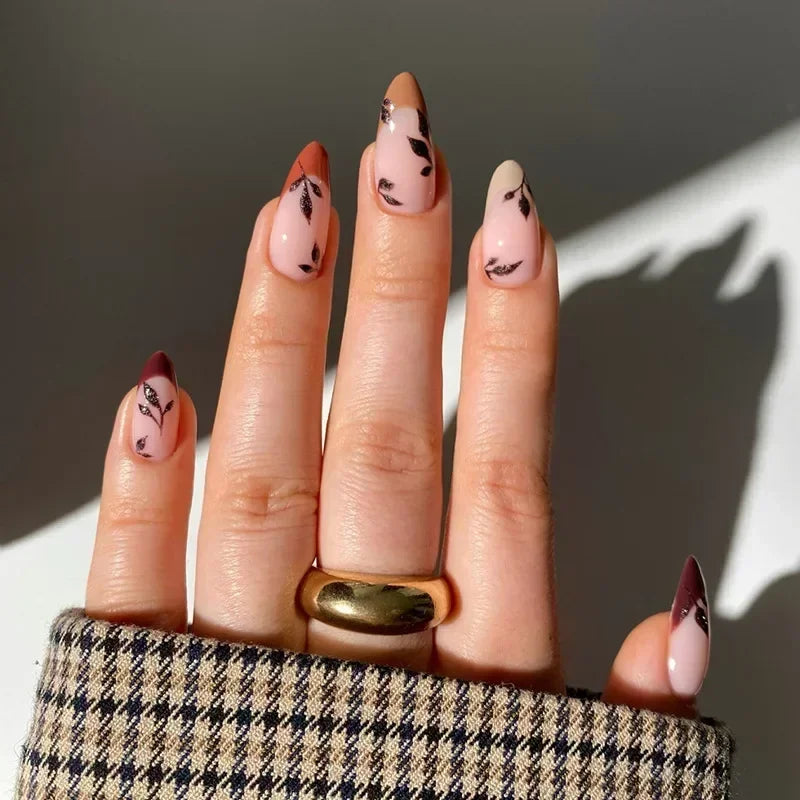 24 Pcs Matte Almond False Nails Set-15