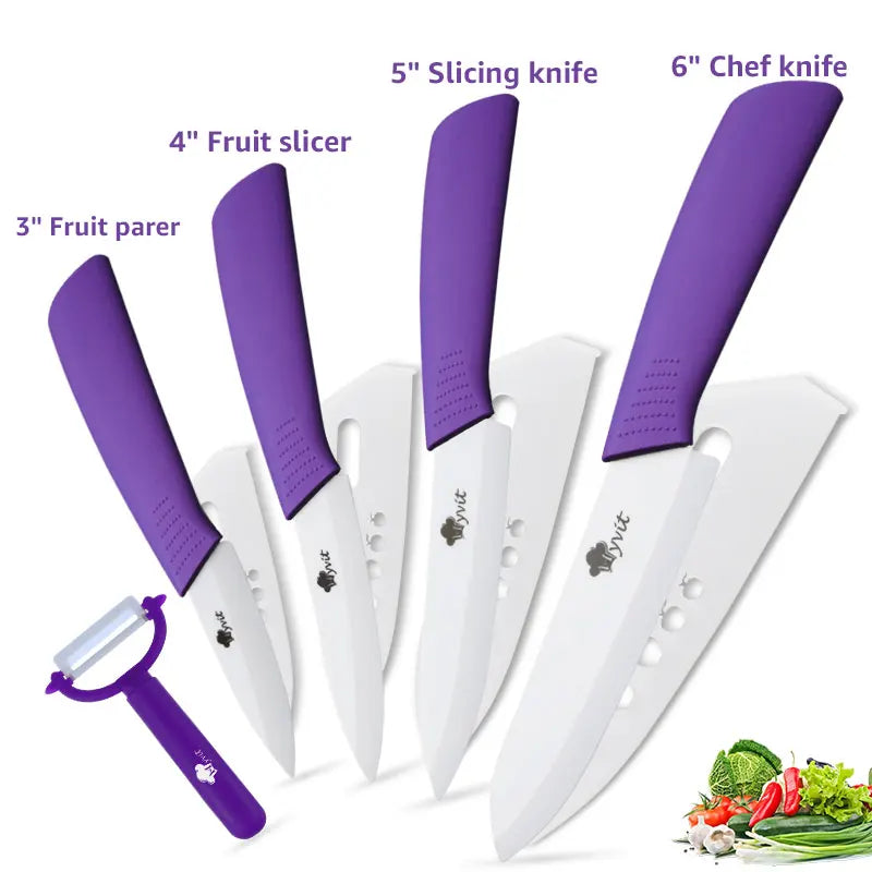 Ceramic Knife Kitchen Knives Set 3 4 5 6inch Chef Knife Utility Slicing Cutter Fruit Vegetable Baby Food Paring Anti-slip Handle