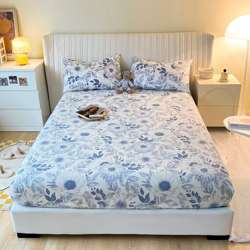 Fitted Sheet 100% cotton for single/couple bed, breathable and soft non-slip, customizable, 1 part, 16 sizes