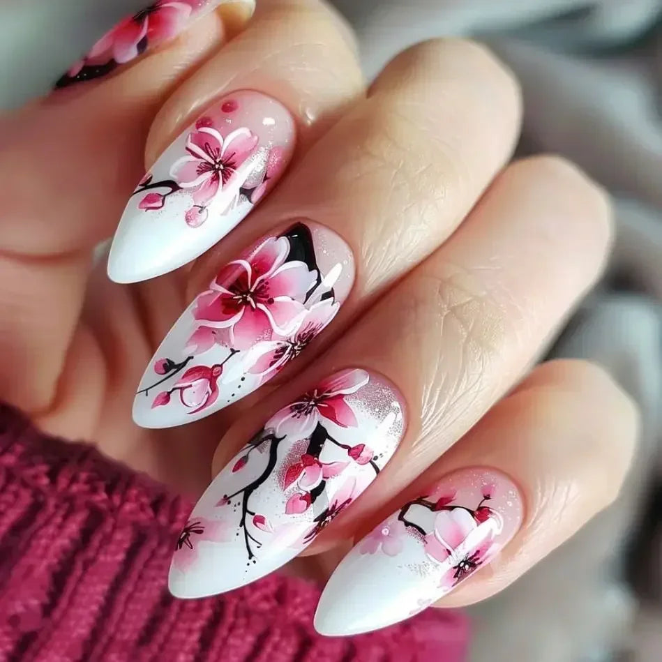24 Pcs Matte Almond False Nails Set-34
