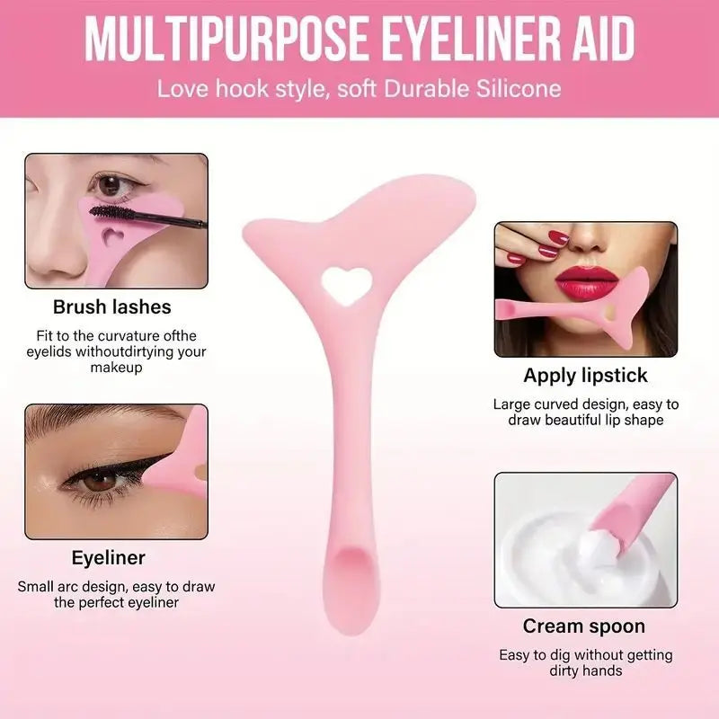 4pcs Multifunctional Silicone Eye Makeup Tools Set,Easy to Clean,Reusable for Perfect Eye Lines for Beginners