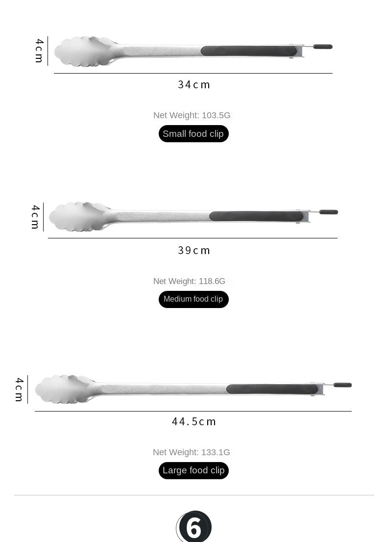 9/12/14/16 Inch Bbq Tongs Non-Slip Handle Stainless Steel
