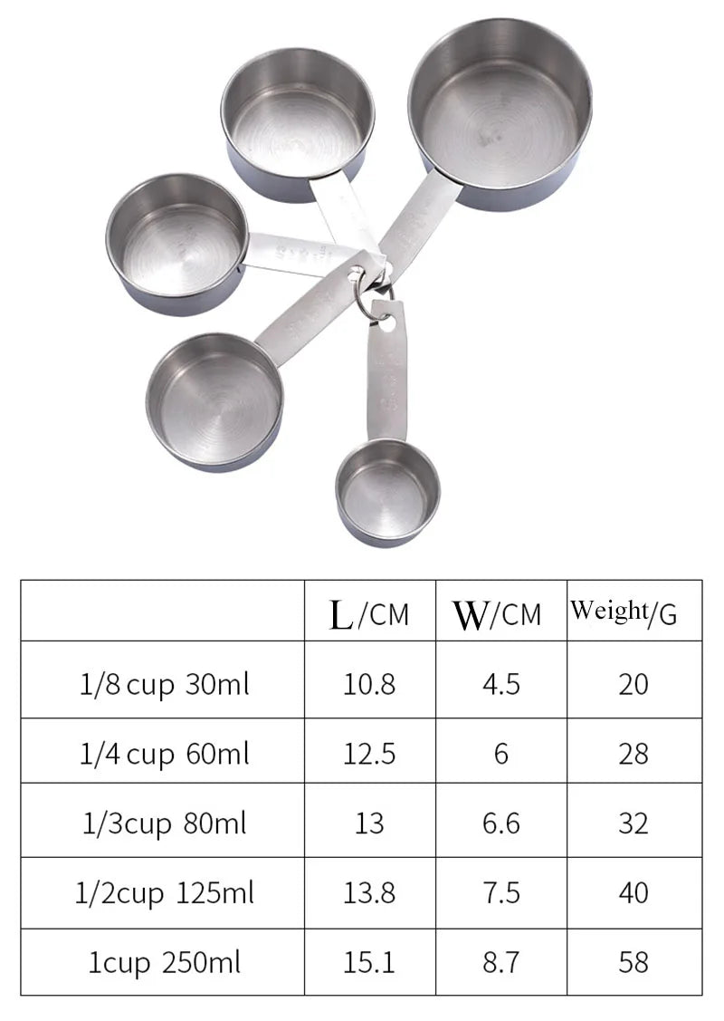 8/10/11Pcs Stainless Steel Measuring Cups and Spoons Coffee Powder Spoon Tablespoons Kitchen Baking Accessories Pastry Tools