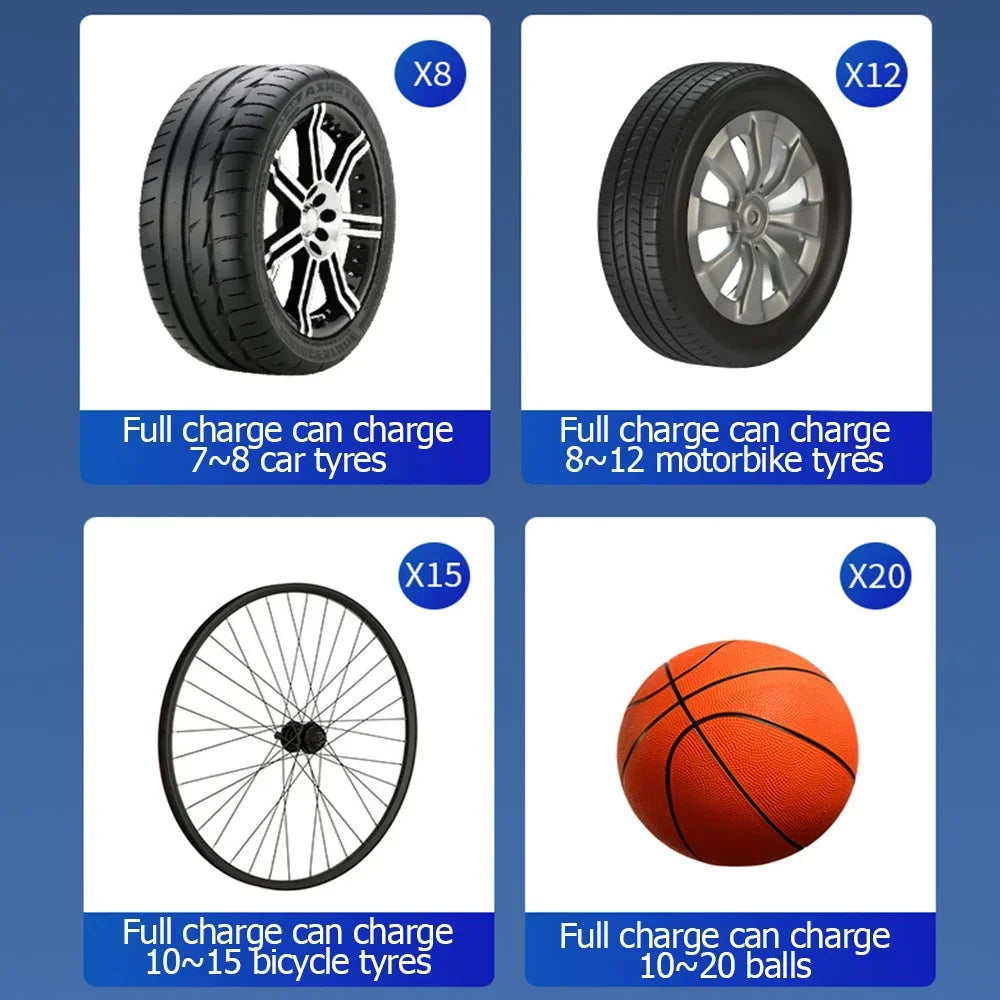 High-Precision Portable Air Pump Compressor Digital Tyre Inflator Black-4