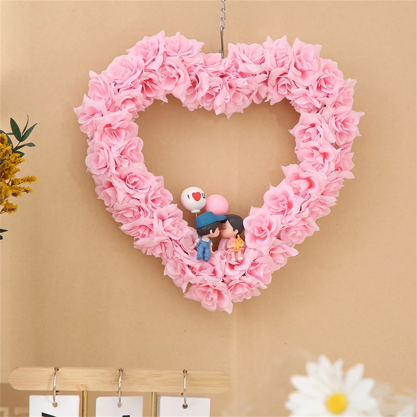 Wedding Decoration 2025 Love Wreath Decoration Wedding Proposal Party Simulation Rose Embroidered Ball Wreath Scene Decoration