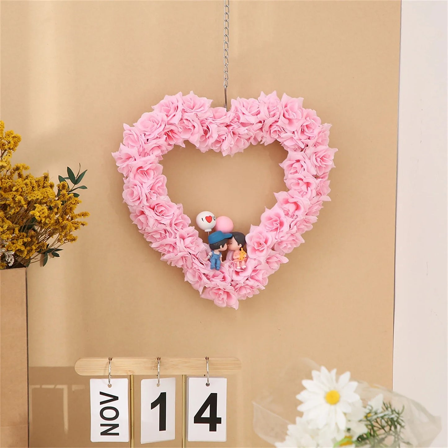 Wedding Decoration 2025 Love Wreath Decoration Wedding Proposal Party Simulation Rose Embroidered Ball Wreath Scene Decoration