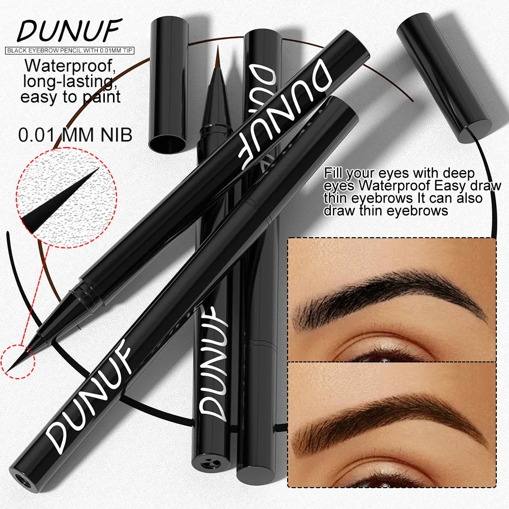 2 Colors Lasting Liquid Eyebrow Pencil Ultra-fine Waterproof Sweatproof Fast Drying Liquid Eyebrow Eyeliner Pen Makeup Cosmetics