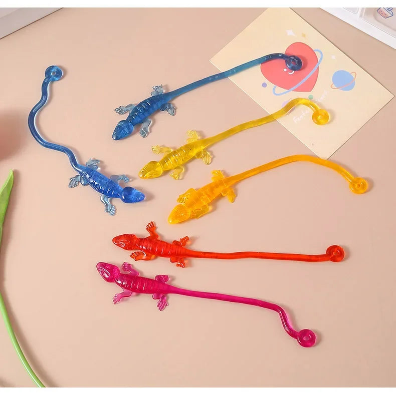 20Pcs Fun Colorful Lizard Sticky Retractable Toys for Kids Birthday Party Favors Baby Shower Pinata Fillers Halloween Party Gift