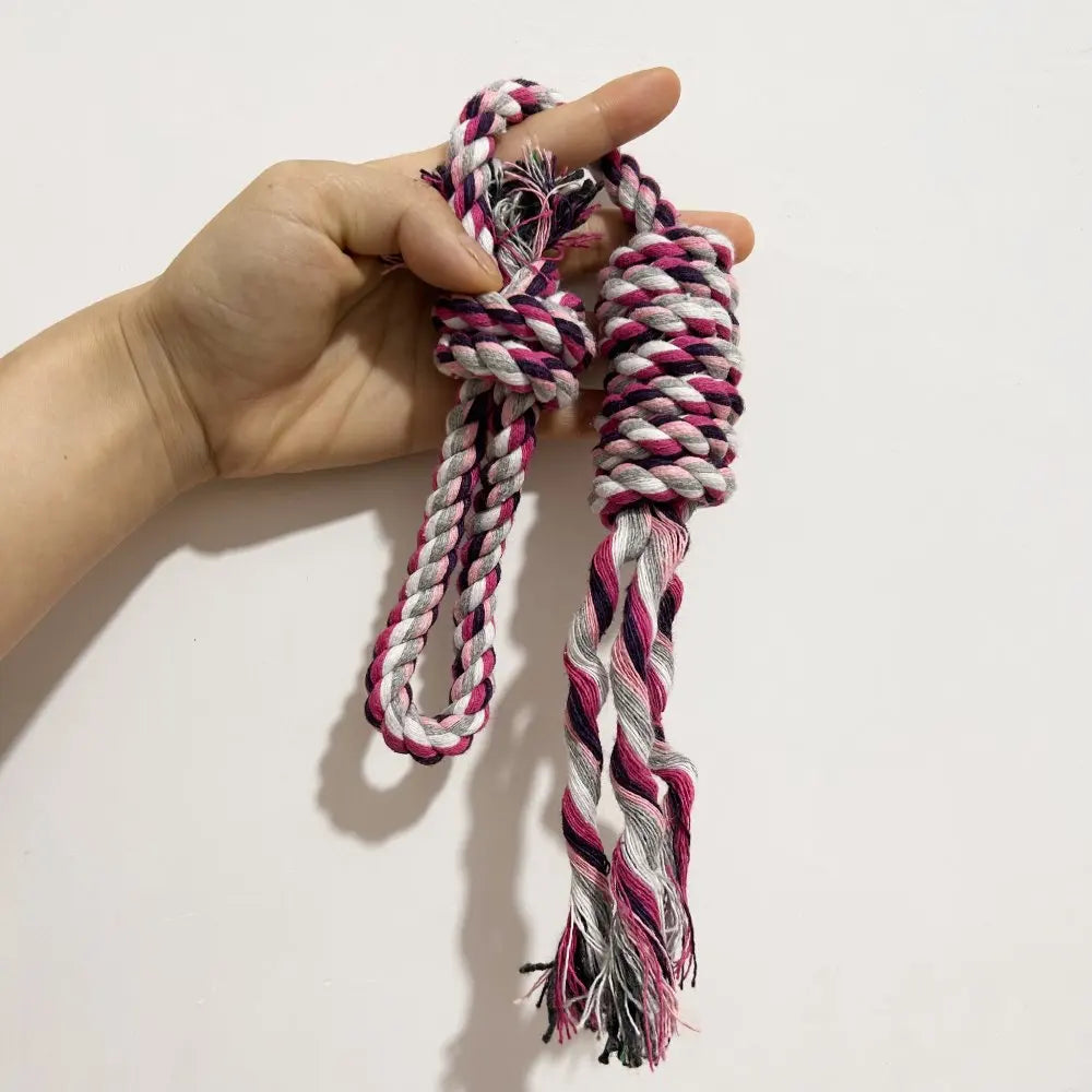 1pc Pet Durable Toy Knot Rope Chew Toy for Dogs & Cats Interactive Teeth Cleanning Dog Supplies Random Color