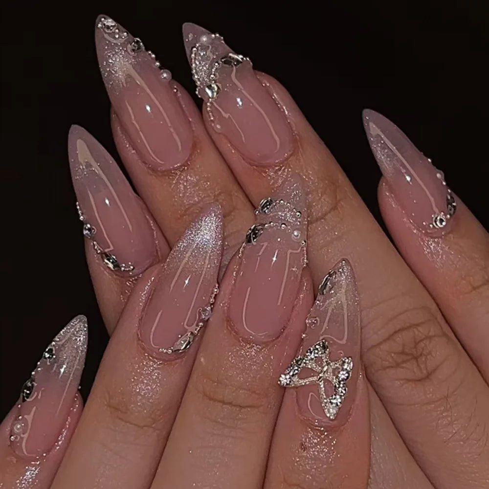 24 Pcs Matte Almond False Nails Set-47