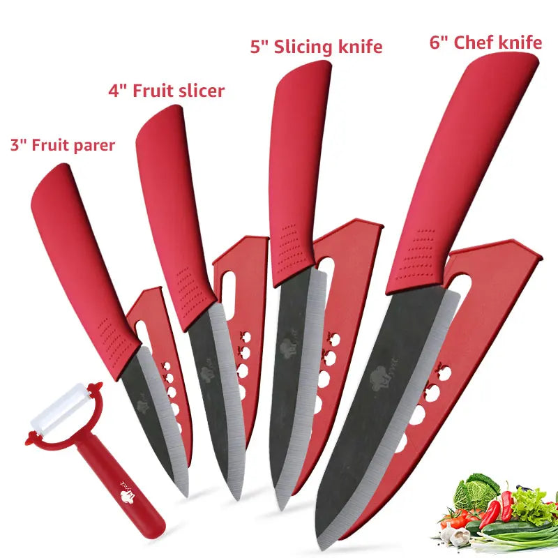 Ceramic Knife Kitchen Knives Set 3 4 5 6inch Chef Knife Utility Slicing Cutter Fruit Vegetable Baby Food Paring Anti-slip Handle